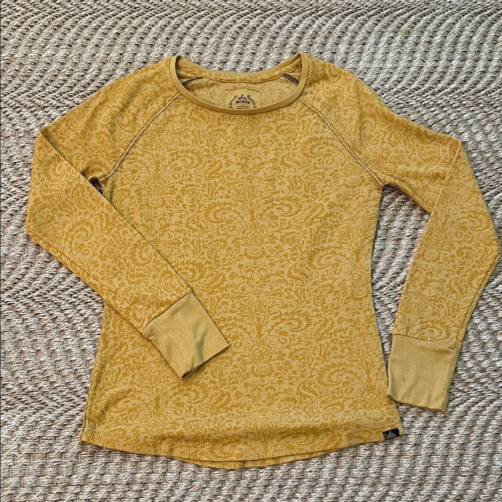 Prana Mustard Textured Long Sleeve Top